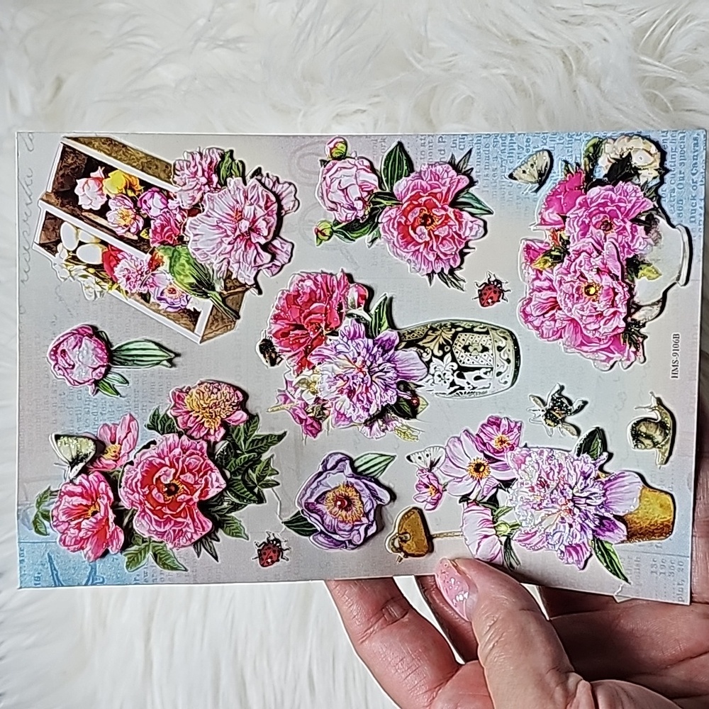 Pink purple flowers butterfly 🦋 ladybug 🐞  bee 🐝 snail 🐌 stickers
